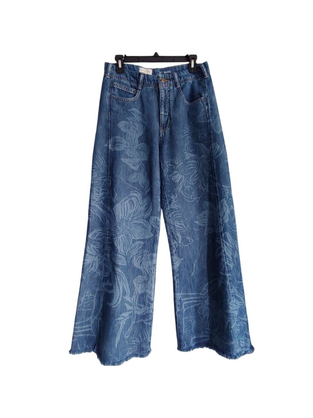 Pilcro Anthropologie Floral Wide Leg Jeans Hippie Festival Y2K Boho Retro 27 - Picture 2 of 11